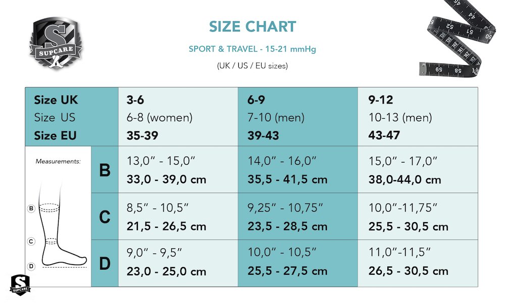 Kompressiosukka Sport - musta/valkoinen